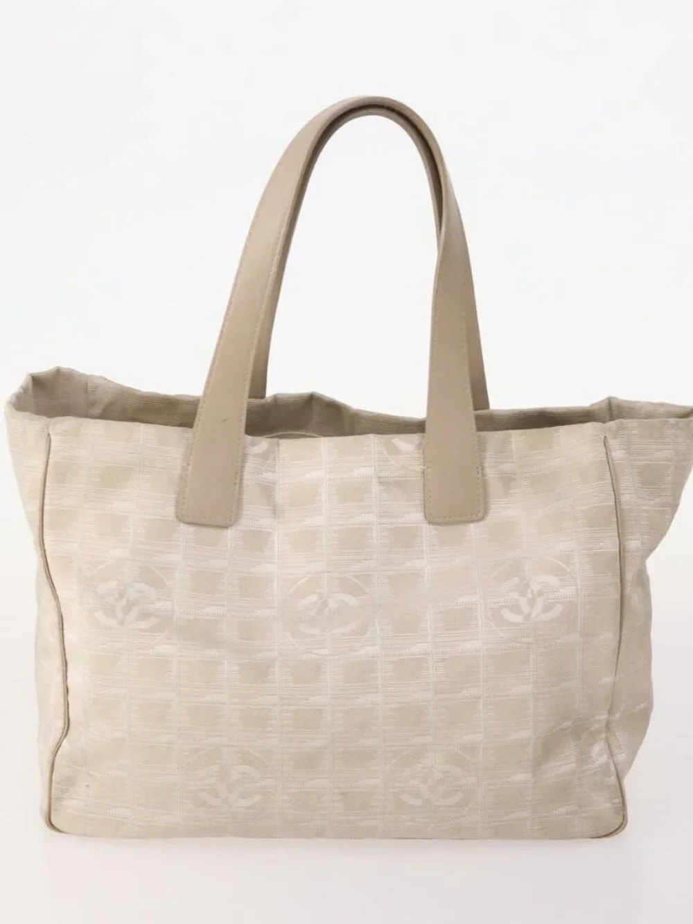 CHANEL New Travel Line Tote Bag Nylon 4 Set Beige CC Auth ti3920